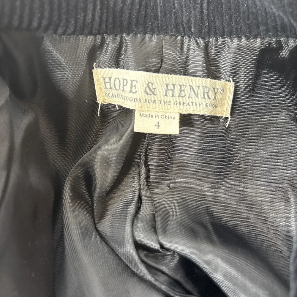 Hope & Henry Boys Sz 4 Black Corduroy Blazer‎ Jacket w/Brown Elbow Patches